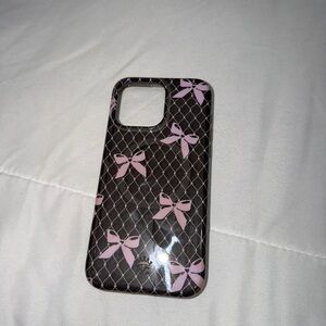 Velvet Caviar Pink Bow Black Grid Phone Case
